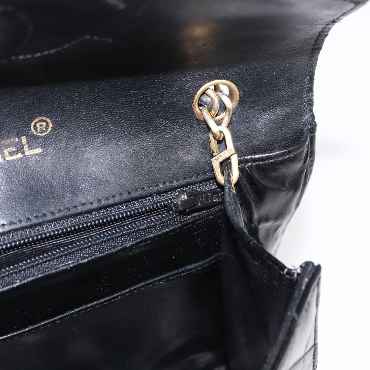Chanel Vintage Envelope Flap Shoulder Bag Quilted Lambskin, BLACK, LEATHER, Shoulder bag