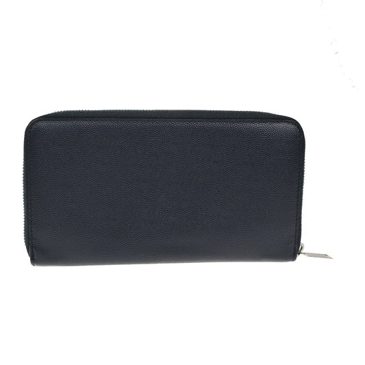 Saint Laurent Classic Zip Around Organizer Wallet Leather, NAVY, LEATHER, Wallets