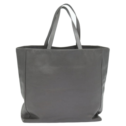 Saint Laurent Shopper Tote Leather, GRAY, LEATHER, Tote bag