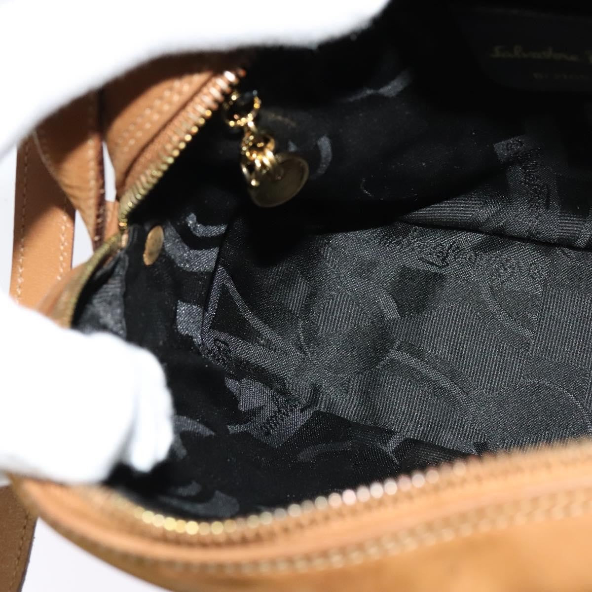 Salvatore Ferragamo Vala Shoulder Bag Suede, BROWN, SUEDE, Shoulder bag