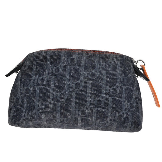 Christian Dior Flight pouch Trotter Pattern Denim, BLUE, DENIM_JEANS, Clutche & pouche