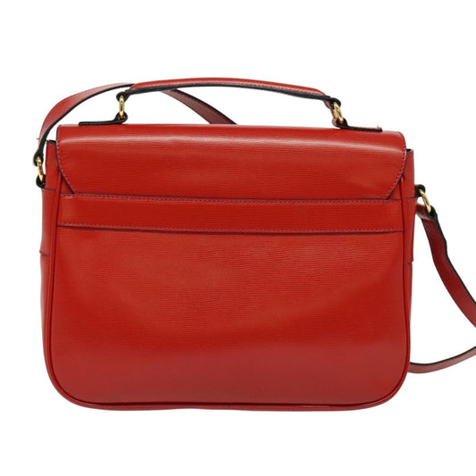 Celine Circle logo Leather, RED, LEATHER, Shoulder bag