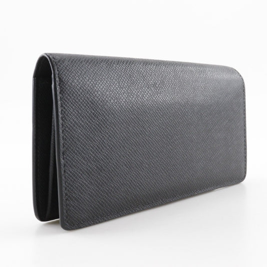 Louis Vuitton Brazza Long Bifold wallet Taiga Leather, BLACK, LEATHER, Wallets