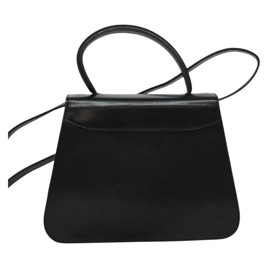 Celine Circle Logo Handbag Leather, BLACK, LEATHER, Handbag
