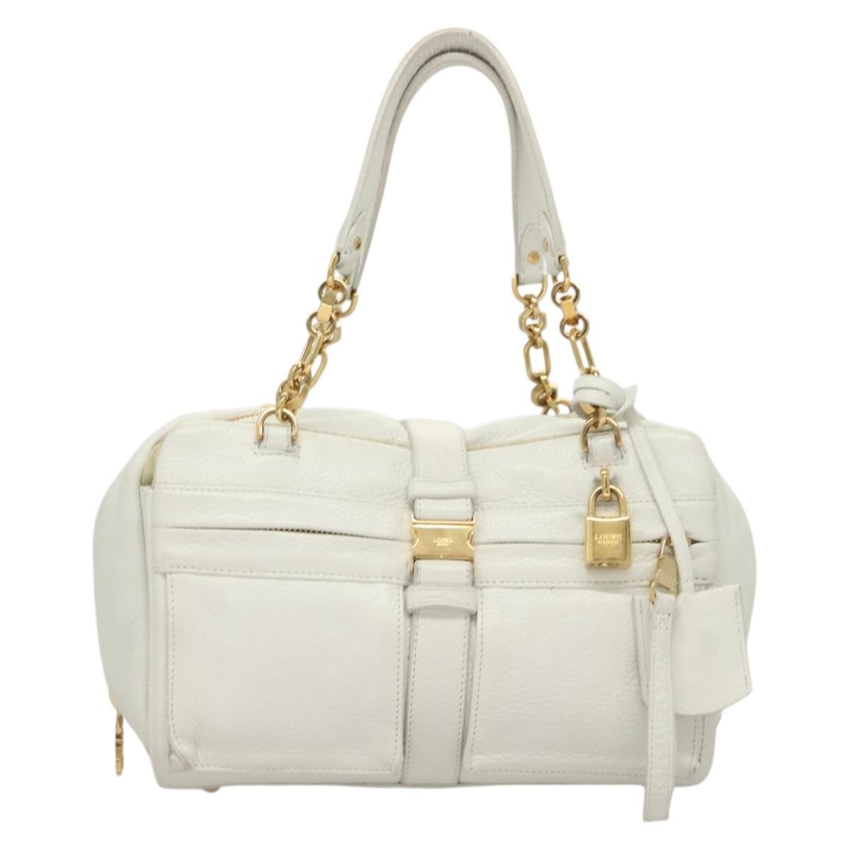 Loewe Chain Roller Handbag Leather, WHITE, LEATHER, Shoulder bag