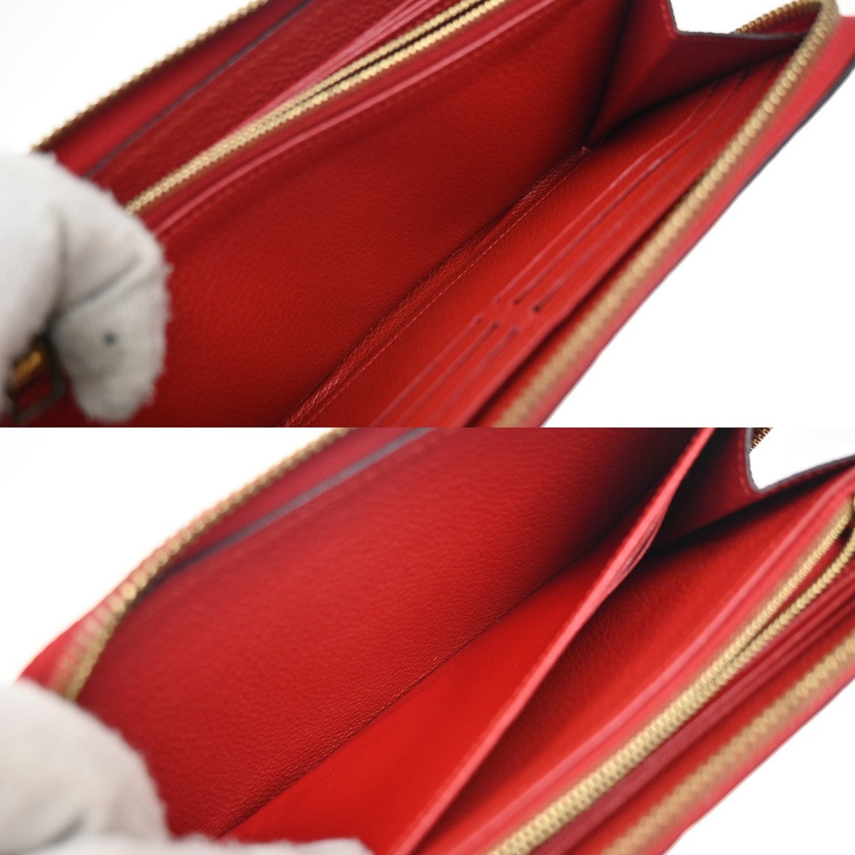 Louis Vuitton Zippy Wallet NM Leather Empreinte, RED, LEATHER, Wallets