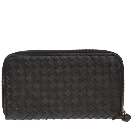 Bottega Veneta Intrecciato Long Zip Wallet Leather, Brown, Leather, Wallet