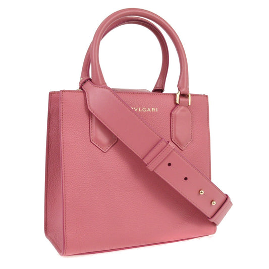 Bvlgari Logo Convertible Tote Leather, PINK, LEATHER, Tote bag