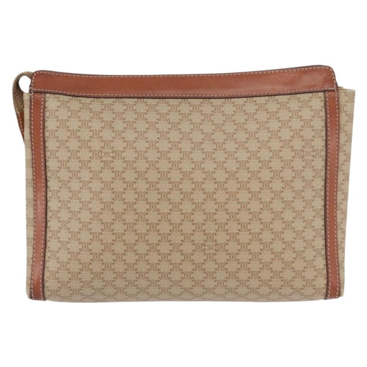 Celine Macadam Pochette Canvas and Leather, BEIGE, CANVAS, Clutche & pouche