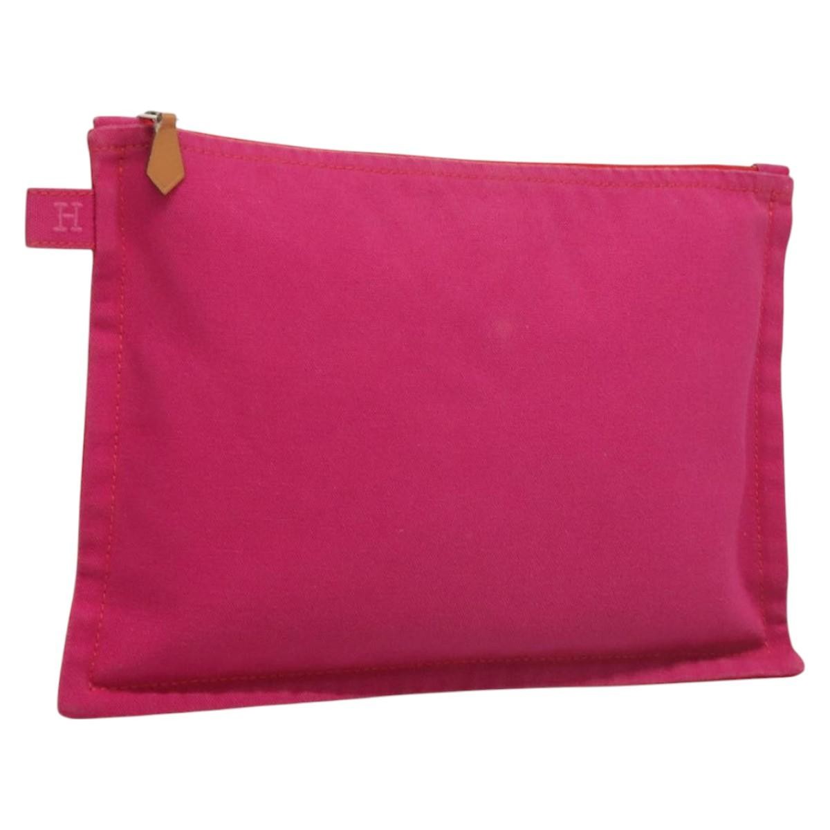 Hermes Bora Bora Pouch Toile, PINK, CANVAS, Clutche & pouche
