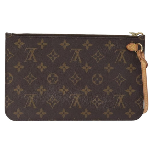 Louis Vuitton Neverfull Pochette Monogram Canvas, BROWN, CANVAS, Tote bag