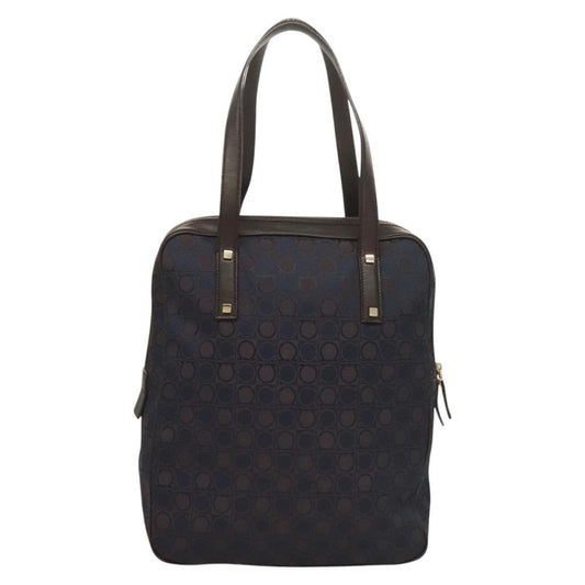 Salvatore Ferragamo Gancini handbag Canvas and Leather, NAVY, CANVAS, Handbag