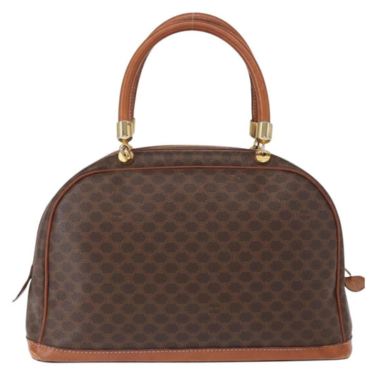 Celine Vintage Macadam Handbag Canvas and Leather, BROWN, CANVAS, Handbag