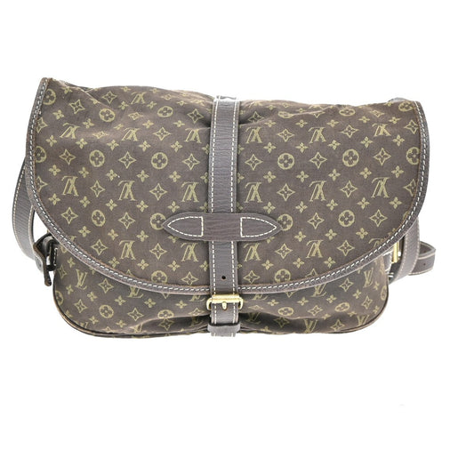 Louis Vuitton Saumur Handbag Mini Lin, BROWN, CANVAS, Handbag