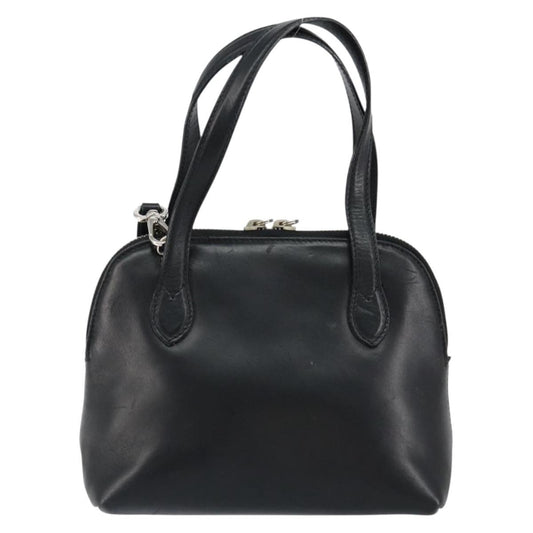 Salvatore Ferragamo Gancini handbag Leather, BLACK, LEATHER, Handbag
