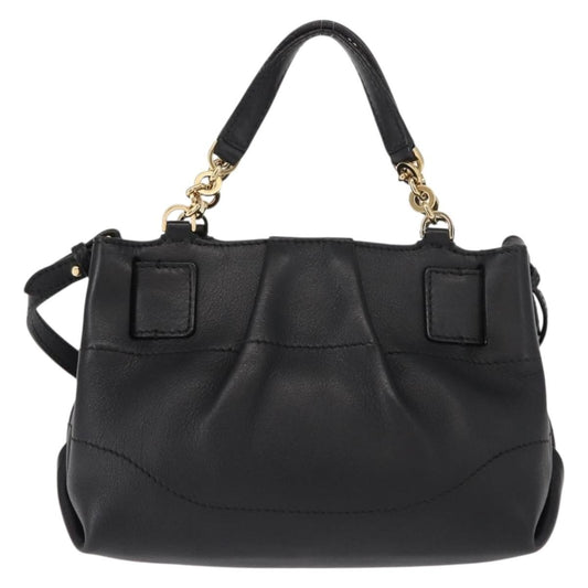 Salvatore Ferragamo W Chain Tote Leather, BLACK, LEATHER, Handbag