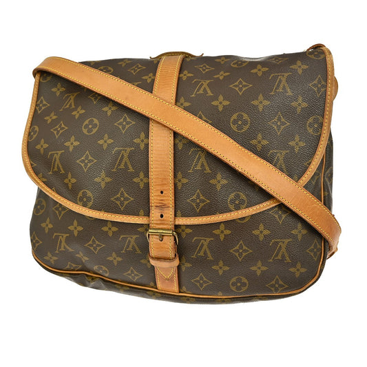 Louis Vuitton Saumur Handbag Monogram Canvas, BROWN, CANVAS, Shoulder bag