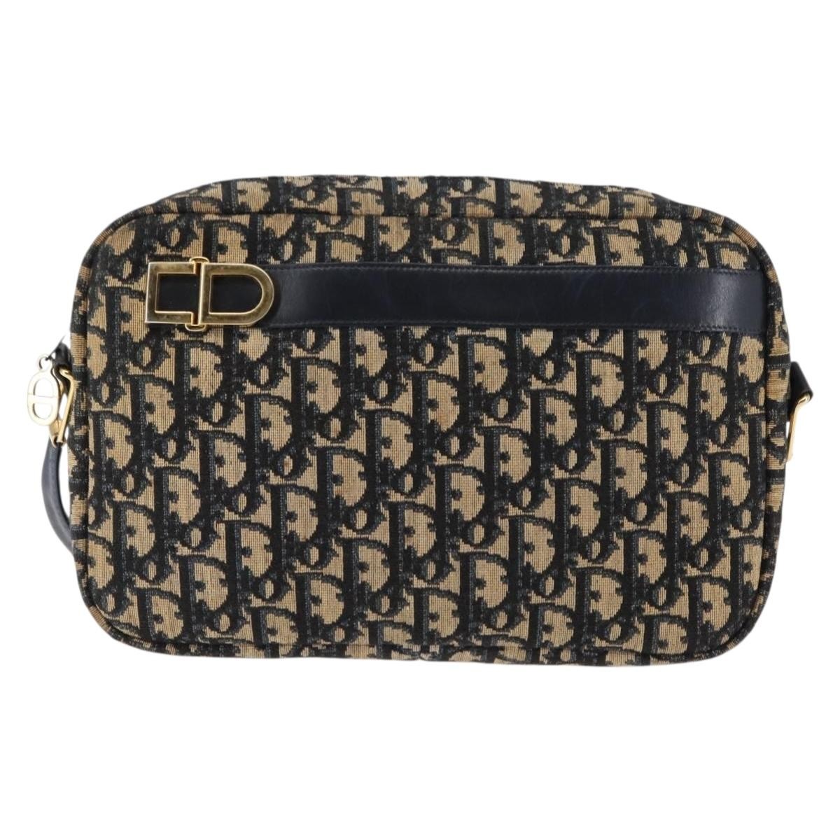 Christian Dior Vintage Trotter Crossbody Bag Diorissimo Coated Canvas, NAVY, CANVAS, Shoulder bag