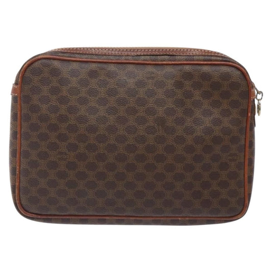 Celine Macadam Pochette Canvas and Leather, BROWN, CANVAS, Clutche & pouche