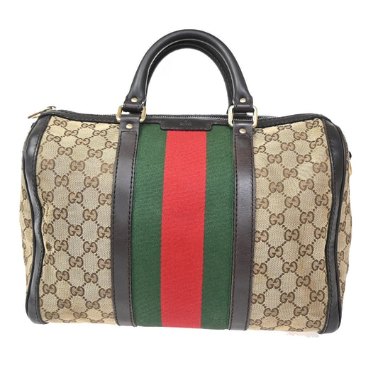 Gucci Vintage Web Boston Bag GG Canvas, BROWN, CANVAS, Handbag