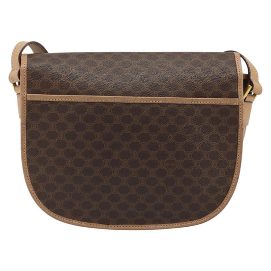 Celine Vintage Macadam Shoulder Bag Canvas and Leather, Brown, Canvas, Shoulder Bag
