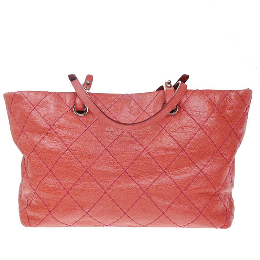 Chanel On The Road Tote Quilted Leather, PINK, LEATHER, Tote bag