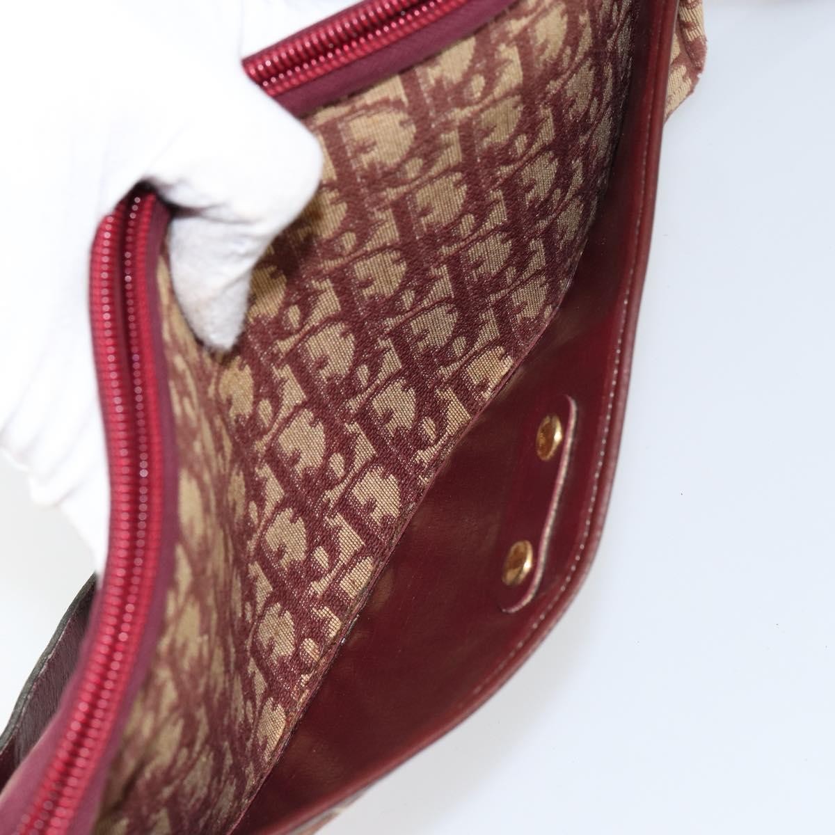 Christian Dior Vintage CD trotter Shoulder bag Canvas, RED, CANVAS, Shoulder bag