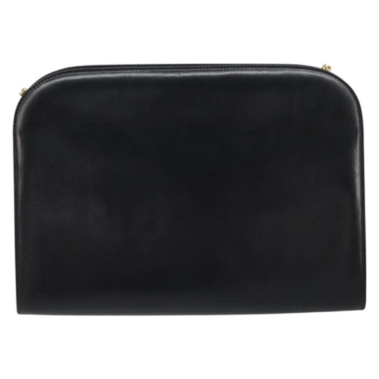 Salvatore Ferragamo Vintage Gancini Chain Shoulder Bag Leather, BLACK, LEATHER, Shoulder bag