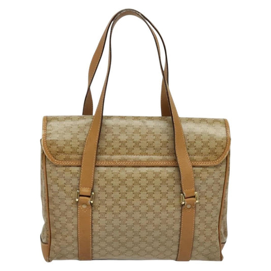 Celine Vintage Macadam Handbag Canvas, BEIGE, CANVAS, Handbag