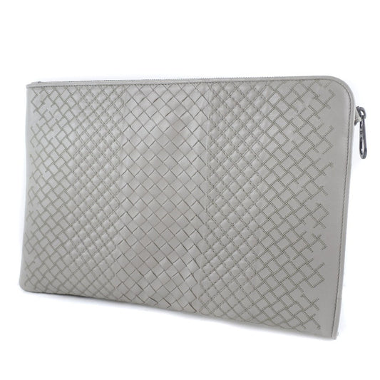 Bottega Veneta Portfolio Pouch Intrecciato Nappa, GRAY, CALFSKIN, Clutche & pouche
