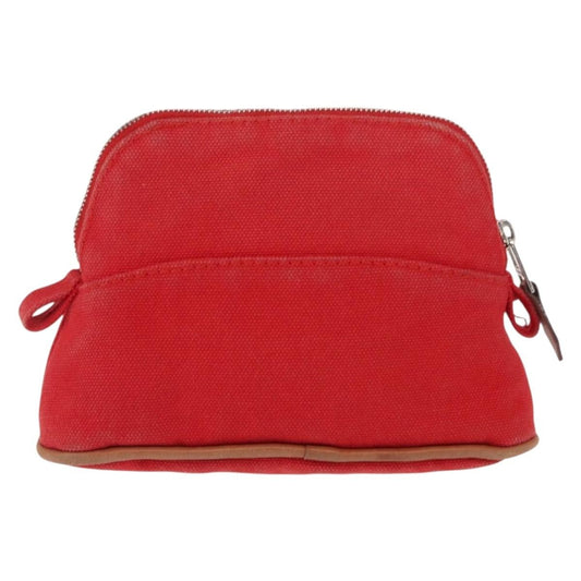 Hermes Bolide Travel Pouch Canvas, RED, CANVAS, Clutche & pouche
