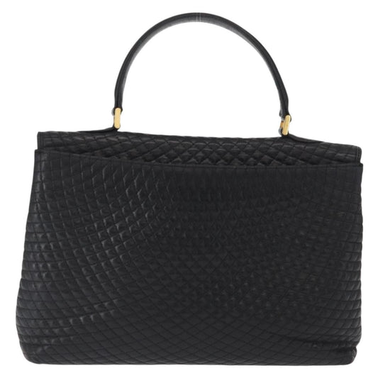 Bally Vintage Handbag Quilted Leather, BLACK, LEATHER, Handbag