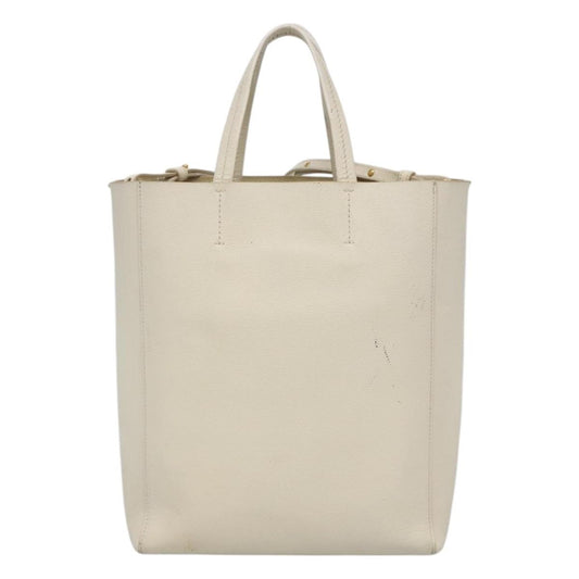 Celine Vertical Cabas Tote Leather, WHITE, LEATHER, Tote bag