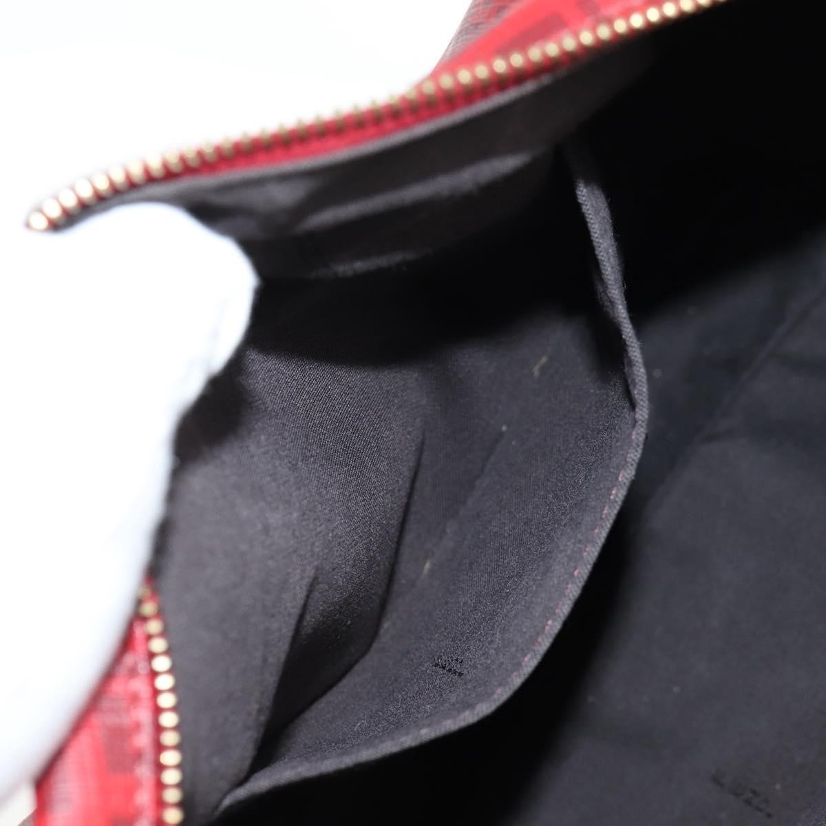 Fendi Front Pocket Messenger Bag Zucchino Coated Canvas, RED, CANVAS, Crossbody bag