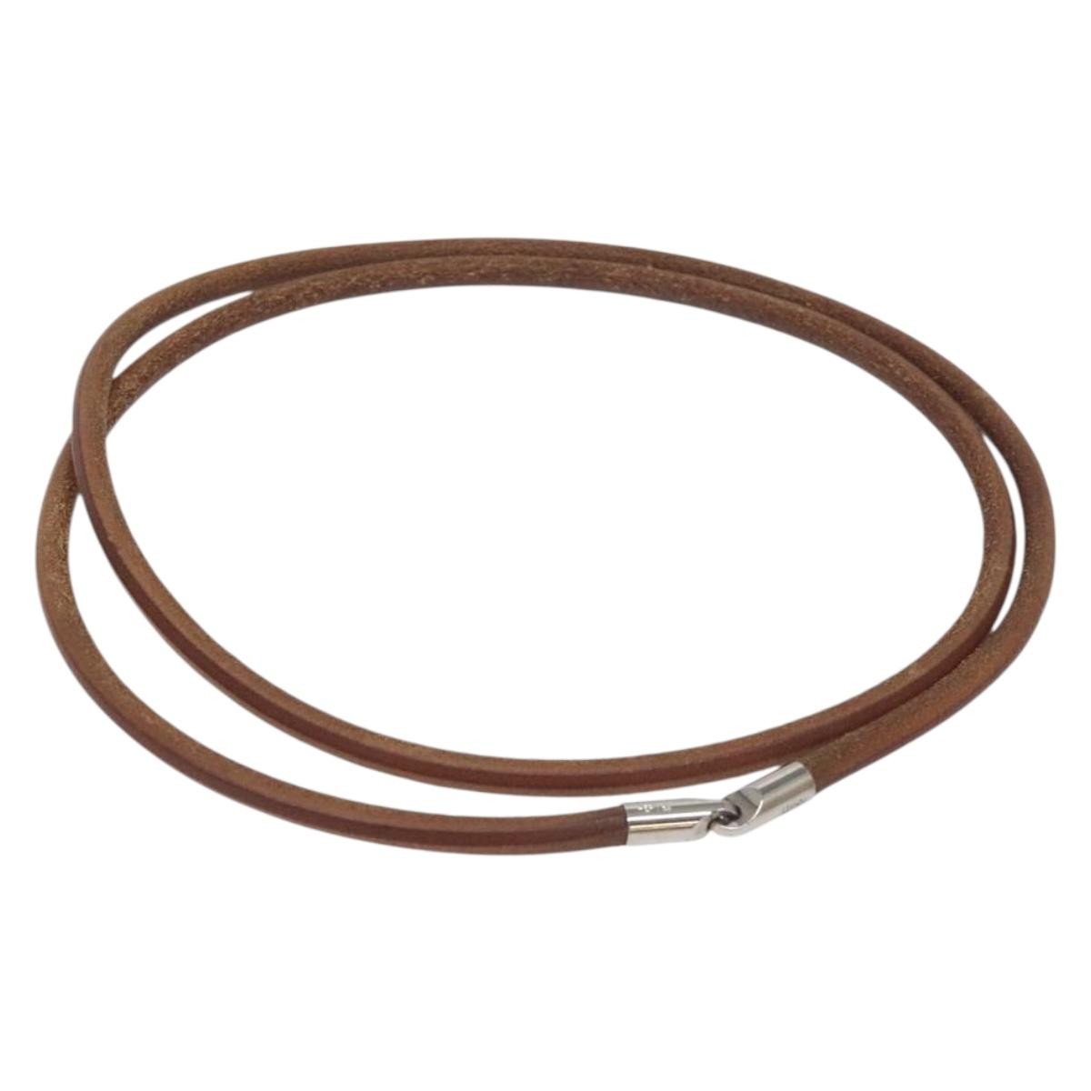 Hermes Laniere Bracelet Leather, BROWN, LEATHER, Bracelet