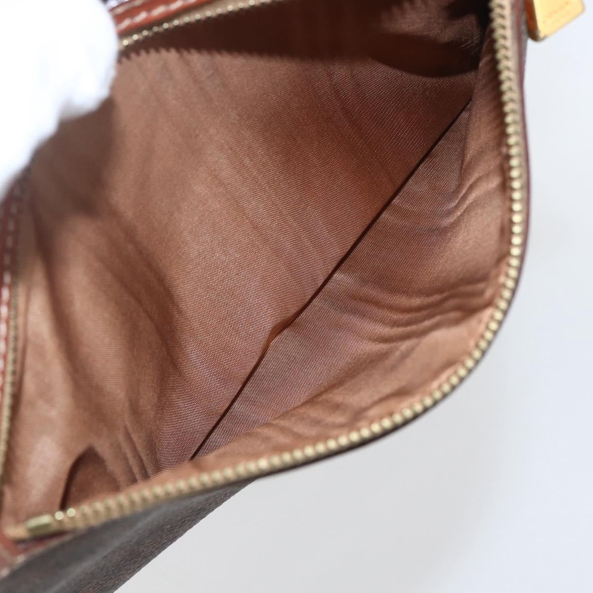 Celine Macadam Pochette Canvas and Leather, BROWN, PVC, Clutche & pouche