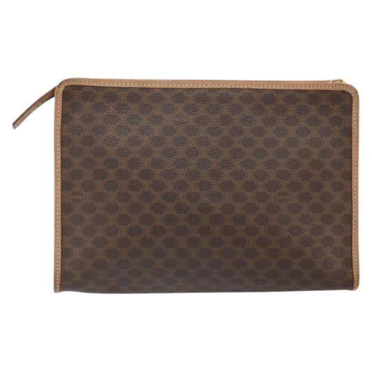 Celine Macadam Pochette Canvas and Leather, BROWN, CANVAS, Clutche & pouche