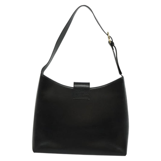 Salvatore Ferragamo Gancini Shoulder Bag Leather, BLACK, LEATHER, Shoulder bag
