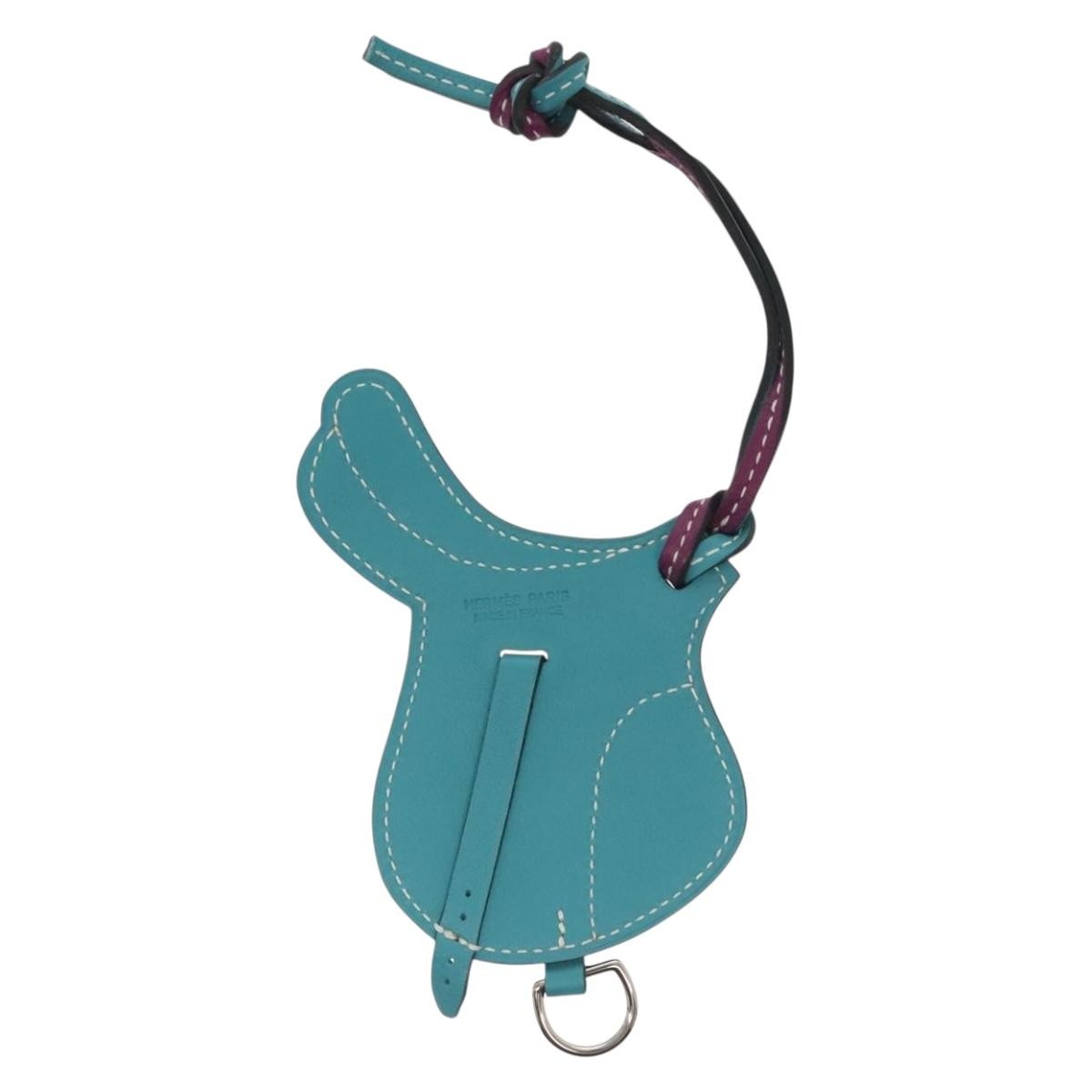 Hermes Paddock Selle Bag Charm Leather, PURPLE, LEATHER, Charms and Keychains