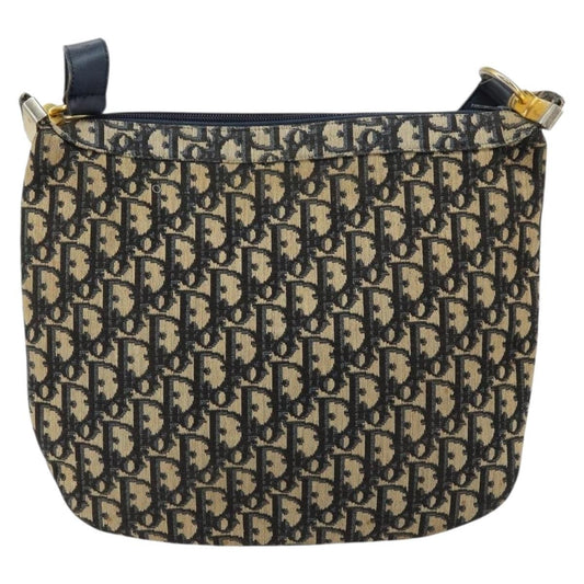 Christian Dior Vintage Trotter Shoulder Bag Canvas, NAVY, CANVAS, Shoulder bag