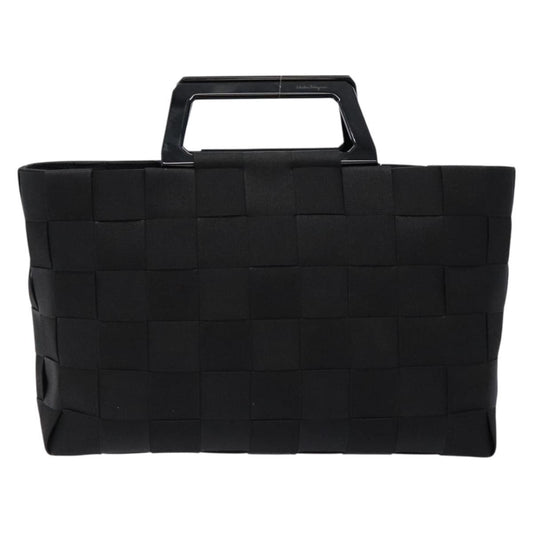 Salvatore Ferragamo Vintage Handbag Canvas, BLACK, CANVAS, Handbag