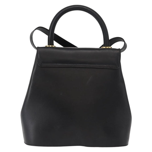 Salvatore Ferragamo Vintage Handbag Leather, BLACK, LEATHER, Handbag