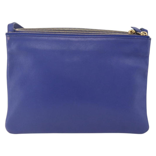 Celine Trio Crossbody Bag Leather, BLUE, LEATHER, Shoulder bag