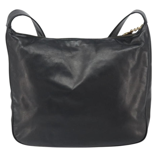 Celine Circle Logo Shoulder Bag Leather, BLACK, LEATHER, Shoulder bag
