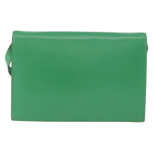 Celine Circle Logo Shoulder Bag Leather, Green, Leather, Shoulder Bag