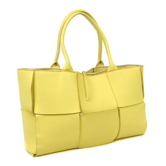 Bottega Veneta Arco Tote Maxi Intrecciato Leather, YELLOW, LEATHER, Tote bag
