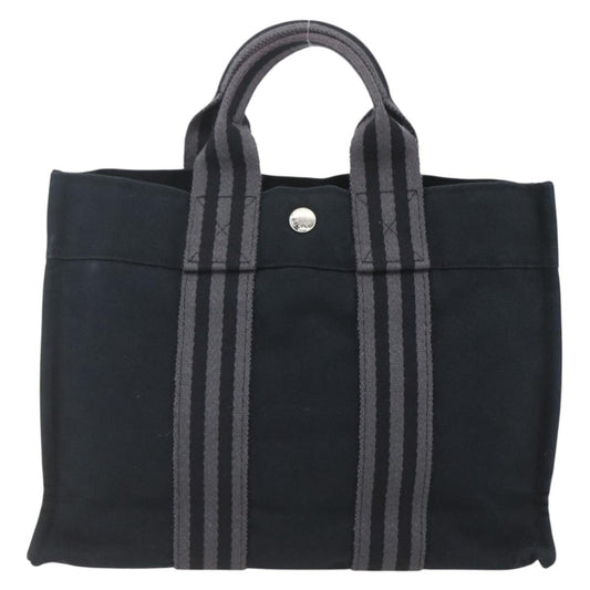 Hermes Fourre Tout Tote Canvas, BLACK, CANVAS, Tote bag