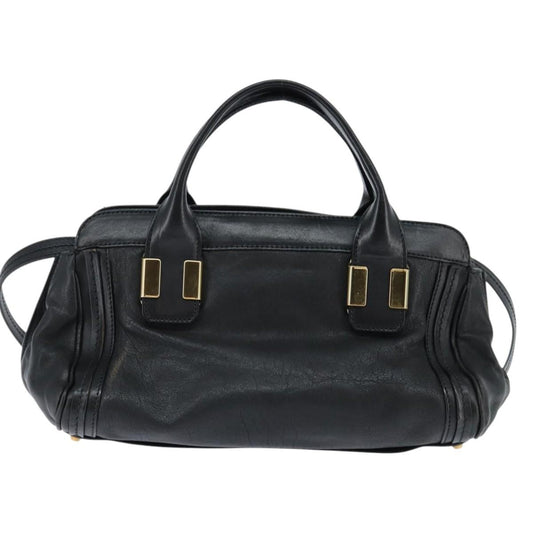 Chloe Alice Satchel Leather, BLACK, LEATHER, Handbag