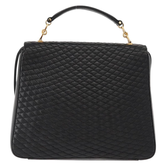 Bally Vintage Handbag Quilted Leather, BLACK, LEATHER, Handbag