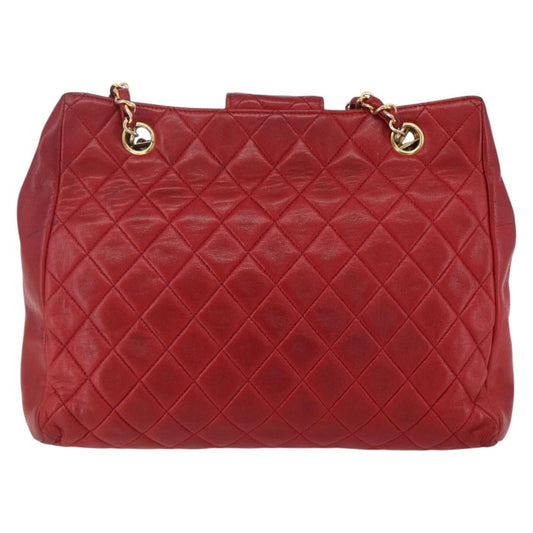 Chanel Vintage Shopping Tote Quilted Lambskin, RED, LEATHER, Tote bag